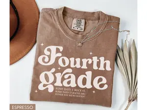 Comfort Colors Fourth Grade Teacher Shirt, Retro Vintage Teacher Shirt, Funny 4th Grade Teaching Team Graphic Tees, Back To School Shirt, New Teacher Gift