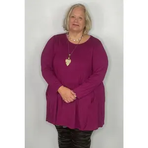 2AM Long Sleeve Tunic with Pockets - Magenta