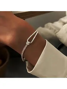 Luxury High Quality Kink Double Layer Half Bangle Bracelet Women Minimalist Line Twist Bracelet Elegant Bangle