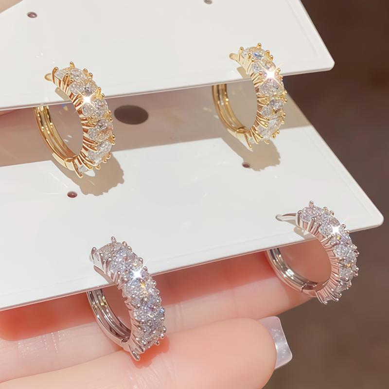 Fashionable and elegant earrings, sparkling accessories for women, earrings for women, Full diamond circular ear ring design,stylish accessories, casual and fashionable jewelry, Mother's Day and Valentine's Day gifts, jewelry gifts for her