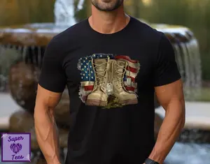 Veteran Military Boots Shirt, American Flag Patriotic Gift