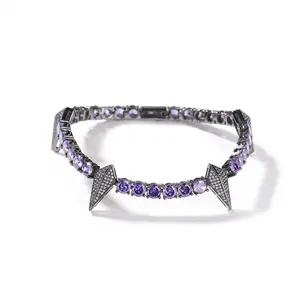 Iced Out Black Panther Spike Moissanite Cuban Link Bracelet - Men's Hip Hop Punk Streetwear Jewelry, Bracelets for Women, Ideal Gift