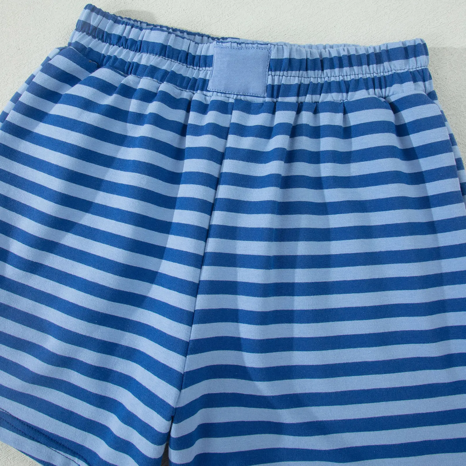 Asvivid Women Stripe Striped Ribbed Cotton Two-Piece Short Set with Chest Patch Detail Summer Womenswear Top Shorts Clothes Casual Breathable Fashion