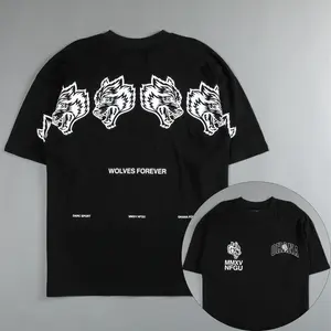 OHANA Vintage Streetwear TopWolf Graphic Print Tshirt, Casual Summer Crewneck Tee