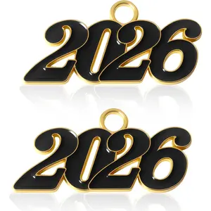 2 Pcs Black with Gold 2026 Tassel Graduation, Graduation Tassel 2026, 3D Style 2026 Charms for Grad Cap, Delicate Tassels for Grad Cap 2026, Decorations for Friend