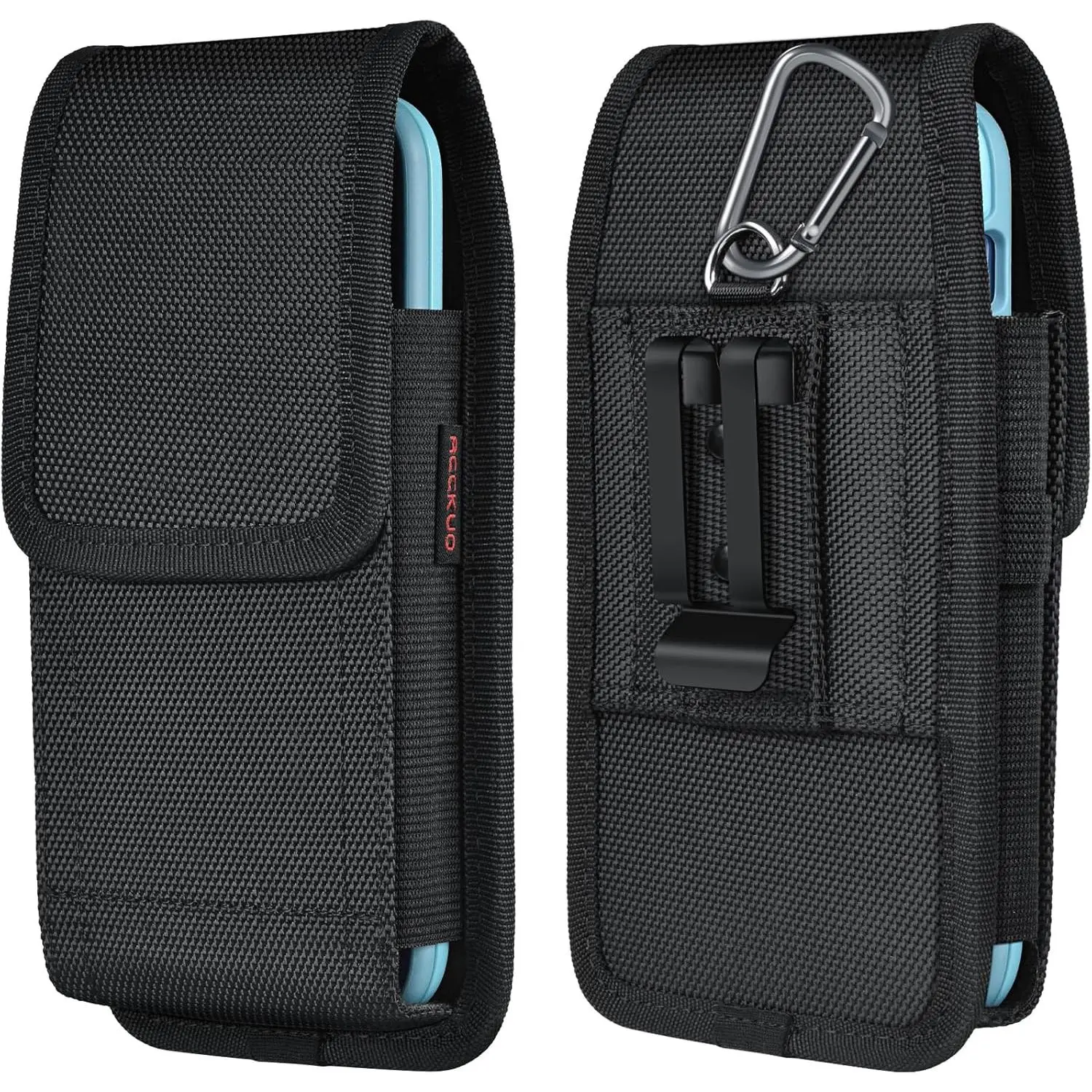 Phone Holster for Belt with Metal Clip and  Closure Compatible with  16/15/14/13/12 Pro and Non-Pro, Galaxy S25 S24 S23 S22 for Everyday Protection, M-Black