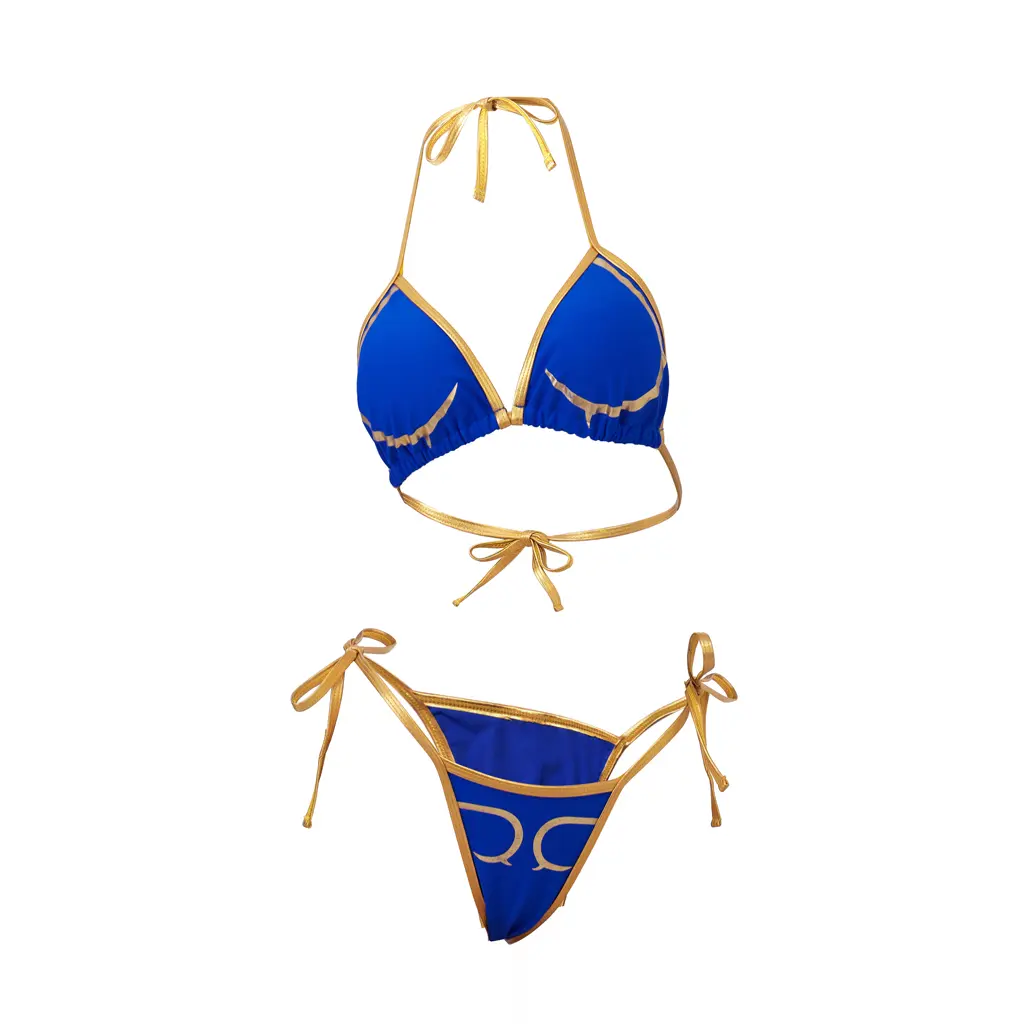 Game Chun Li Cosplay Costume Swimsuit Chun-Li Two Pieces Sexy Bikini Summer  Beach Bathing Suit Halloween Outfits