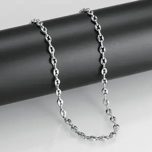 Coffee Bean Chain Necklace For Men Women Silver Color Hiphop Rock Unisex Statement Jewelry 16 20 Inch