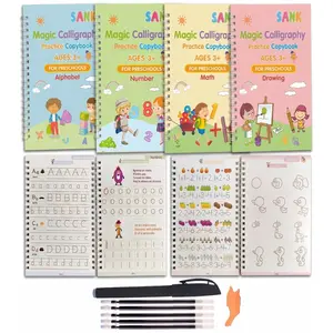 Magic Books for Reusable 3D Groove Magic Notebook Writing for Lettering Calligraphy Set