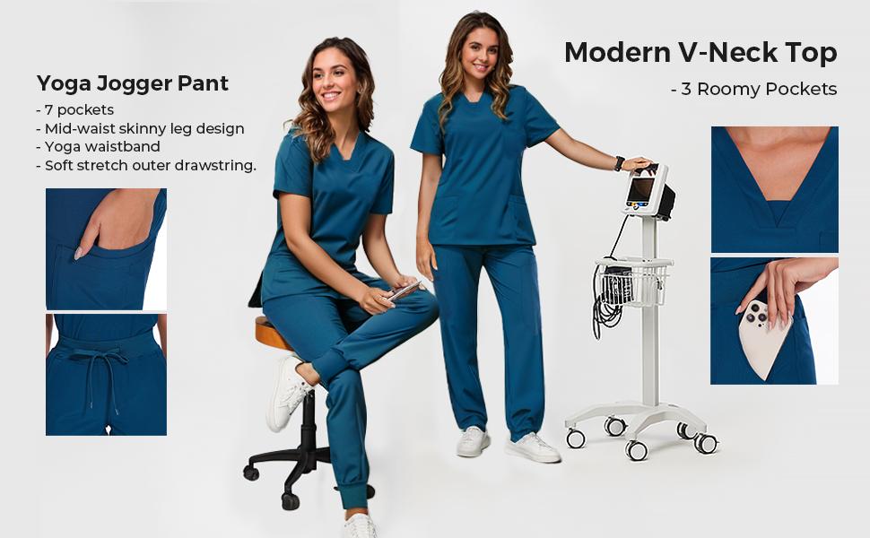 COZYSCRUBS Scrub Nova Pants for Women - Cargo Pants Scrubs with 7 Pockets,Soft Stretch