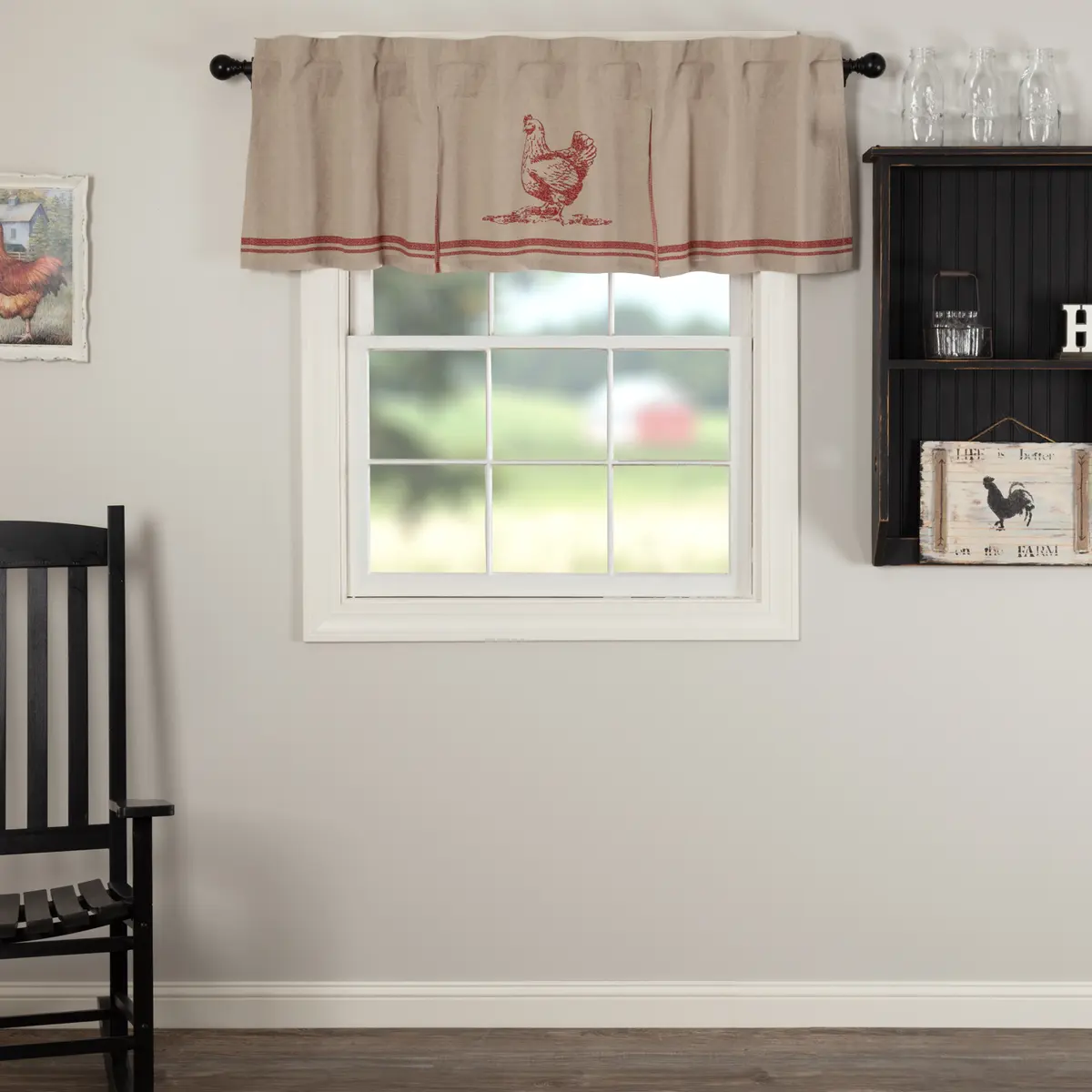 Farmstead Red Chicken Valance