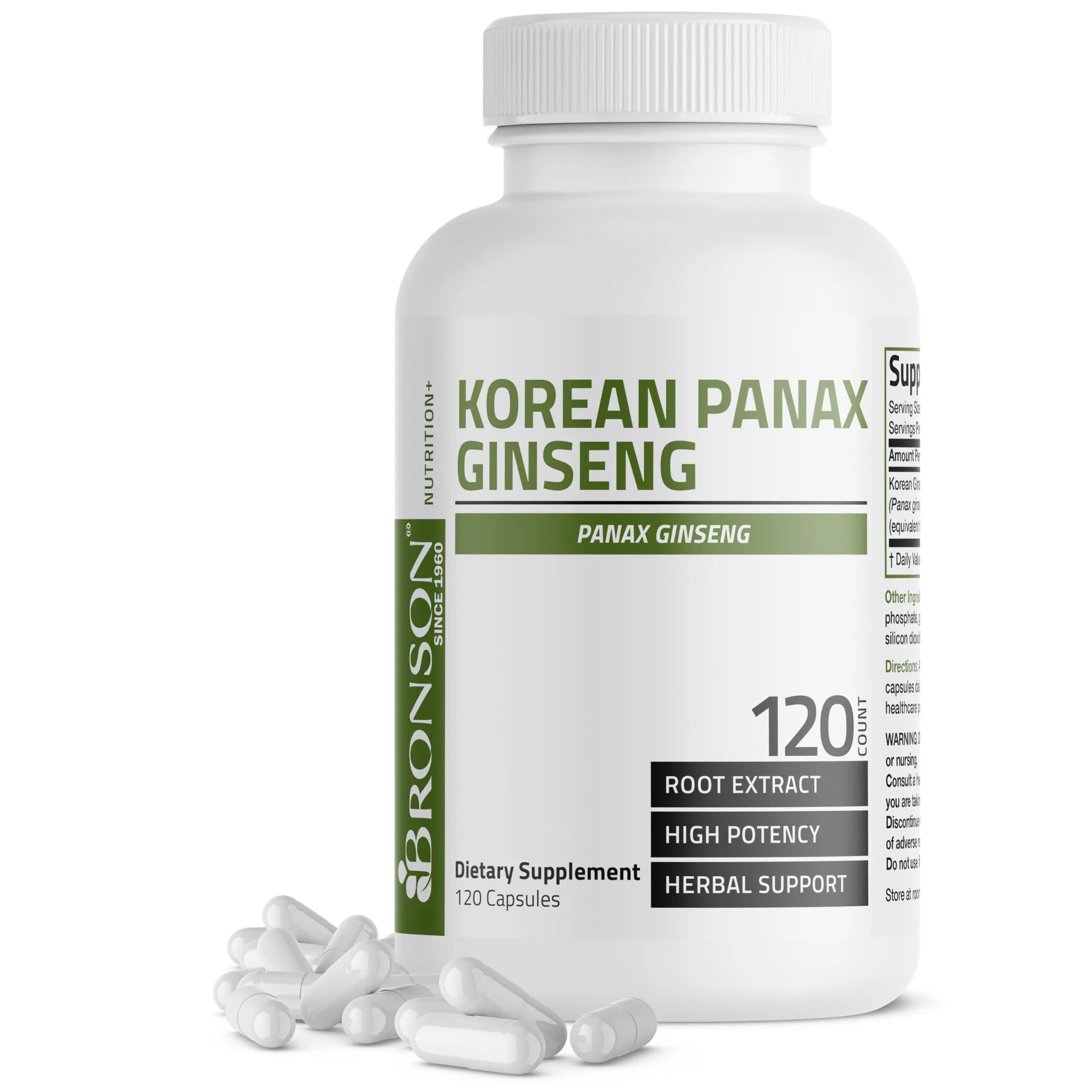 Bronson Korean Panax Ginseng Supports Energy, Endurance & Vitality + Memory and Mental Performance, 120 Capsules