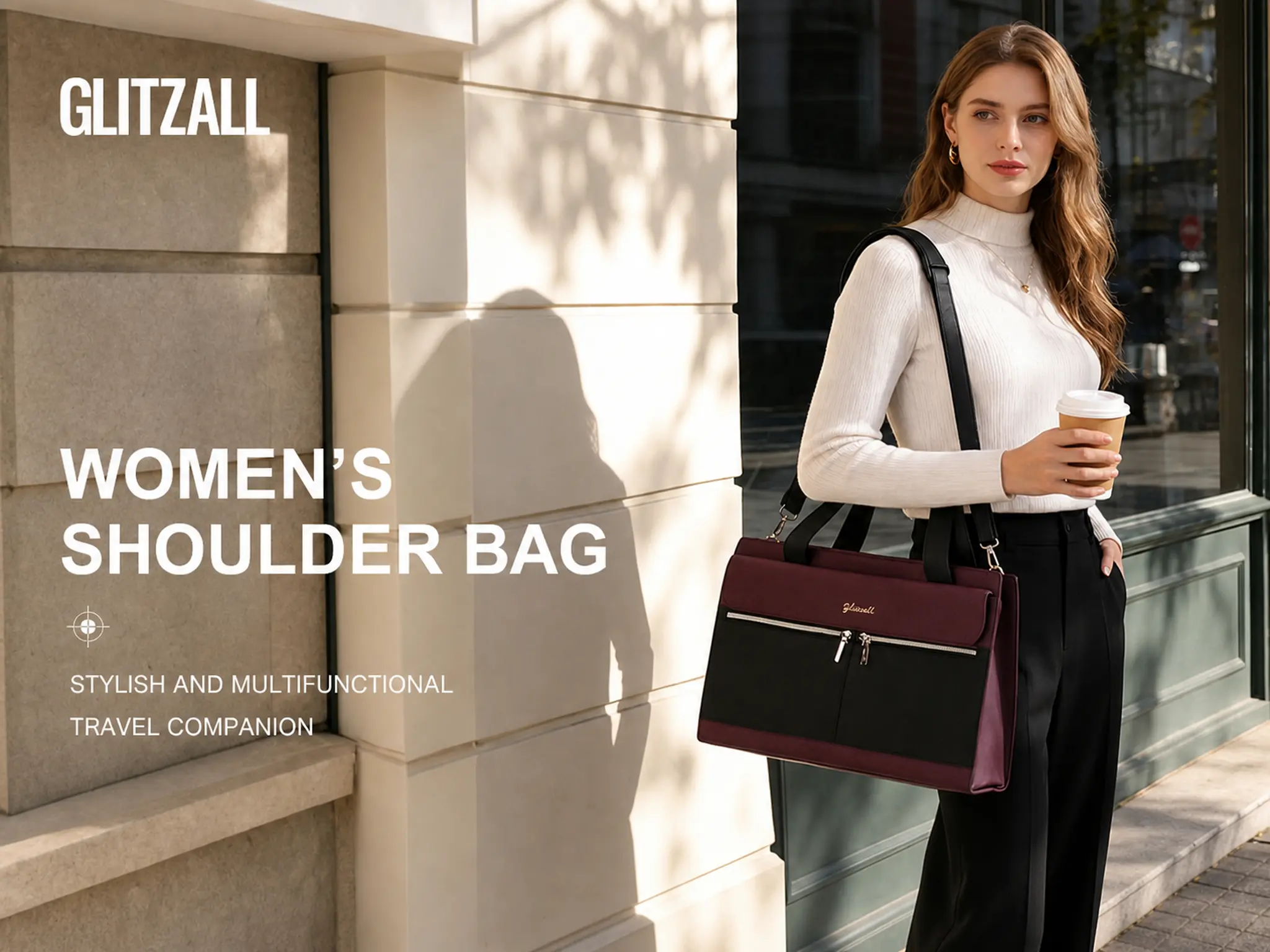 Women PU Leather Work Tote Bag Set, Large Multi Pocket Office Shoulder Handbag With Matching Wristlet Purse, Adjustable Strap Business Crossbody Bag For Daily Commute Shopping Travel