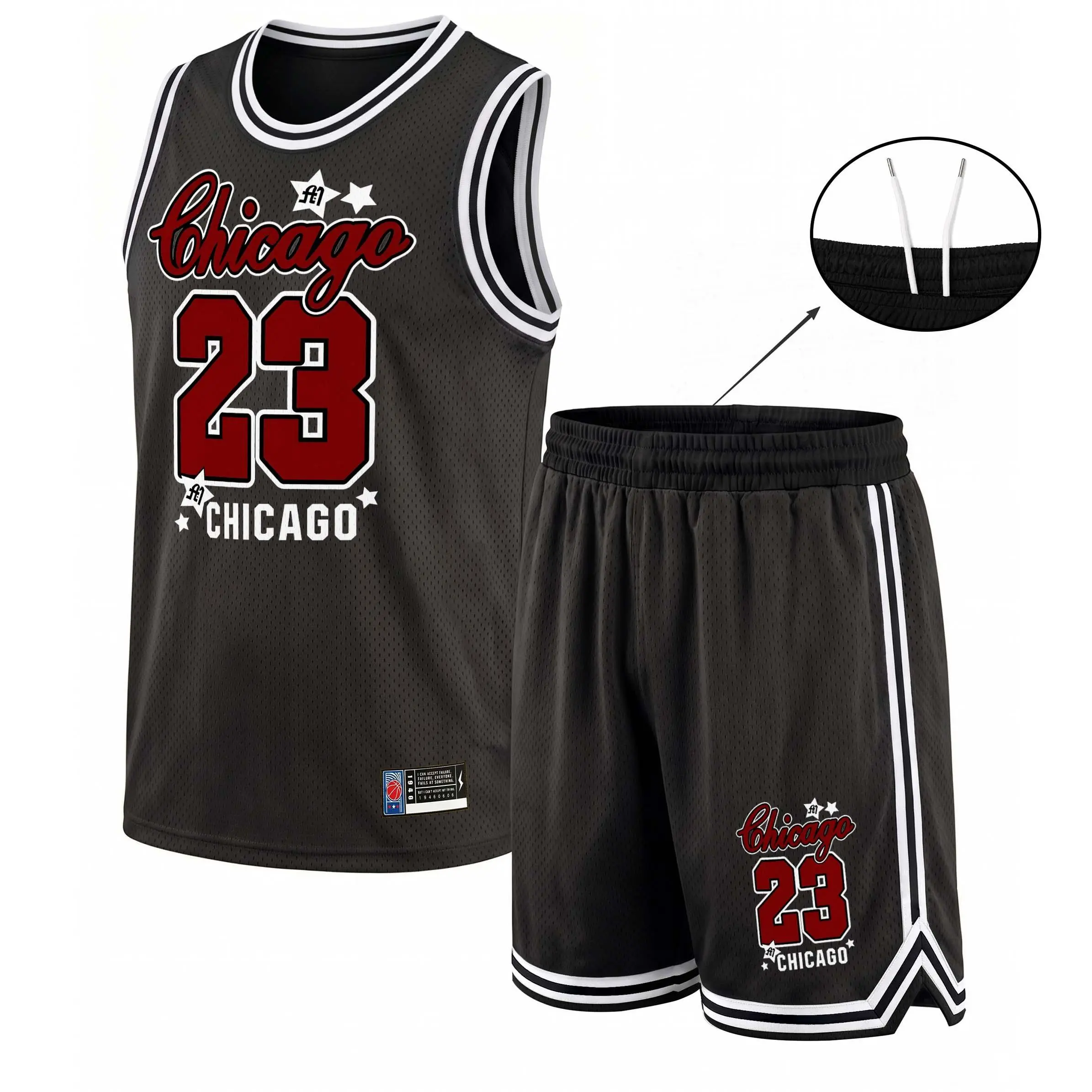 Men's 2-Piece Basketball Jersey Set - Male Sleeveless Color-Block Graphic Mesh Tank & Drawstring Waist Shorts, Breathable Loose Fit, Machine Washable for Gym & Game, Casual Social Gathering