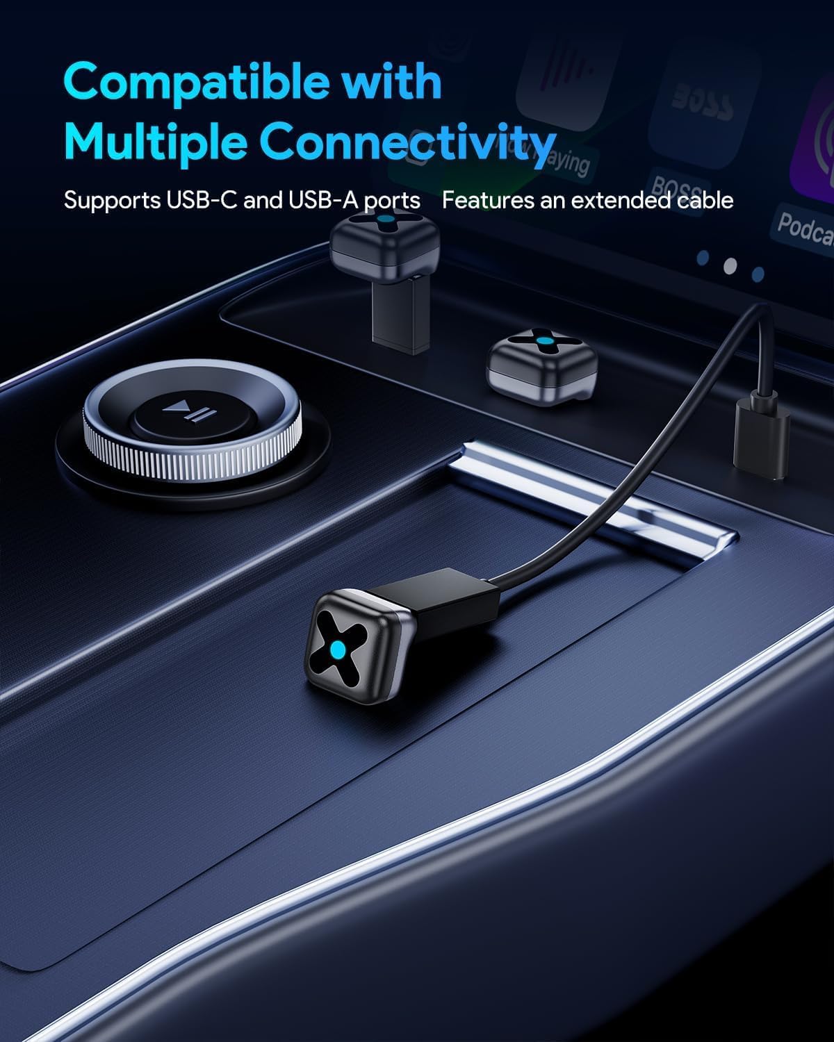 Zero‑Lag Wireless CarPlay & Android Auto Adapter, Upgraded A9 Chip 3 Seconds Auto Connection, Bluetooth5.4 5.8G WiFi, USB‑A/USB‑C Adapter With Extension Cable, Works for iOS10+ Android10+ Smartphones Zero‑Lag Wireless CarPlay & Android Auto Adapter, Upgraded A9 Chip 3 Seconds Auto Connection, Bluetooth5.4 5.8G WiFi, USB‑A/USB‑C Adapter With Extension Cable, Works for iOS10+ Android10+ Smartphones