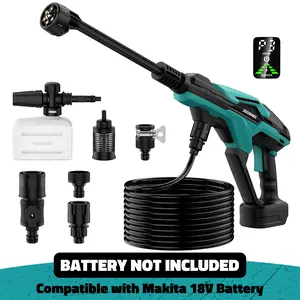 Cordless Pressure Washer for Makita 18V Battery,800 PSI Portable Handheld Power Washer with Brushless Motor,All-Metal Triple Plunger Pump Body,6-in-1 Nozzle,3-Level Adjustable,Suitable for Car Yard Fence Wall Cleaning (Battery Not Included)