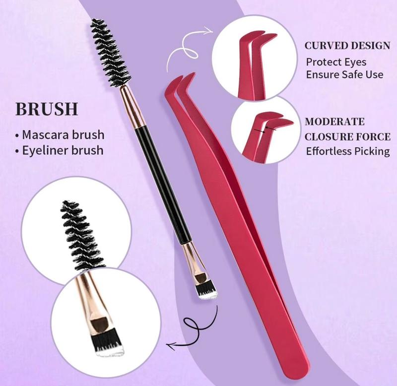Kit for False Eyelashes - D Curl Cluster with Extension Glue and Tensions - Makeup, Cosmetic
