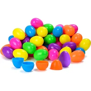 50 PCS 2.52" Fillable Plastic Easter Eggs 6 Colors for Easter Party Hunt Games