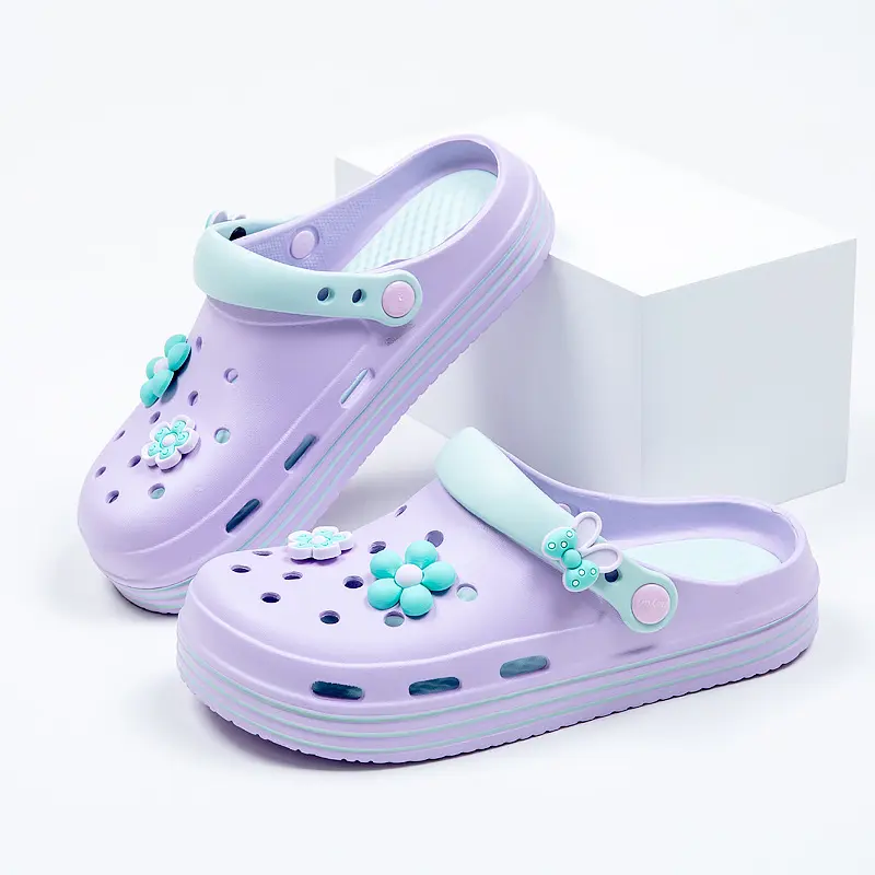 New Women'S Thick-Soled Breathable Comfortable Cute Clogs, Slip-On Garden Shoes for Casual Beach And Indoor Wear, Suitable for by The Riverside, with Floral Decorations, Women'S Loafers. Clogs for Women