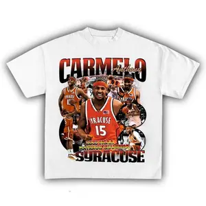 CARMELO ANTHONY SYRACUSE TEE, Menswear Crew Neck Rap Streetwear T-Shirt, Unisex Casual Regular Fit Cotton Tops, Good Vintage Hip-Hop Bold Retro Apparel, Men Round Neck Y2K Basketball Graphic Tees