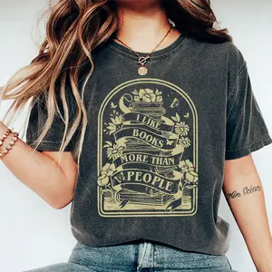 I Like Books More Than People Retro Shirt, Introvert Bookworm Unisex Unhinged Shirt, Booktrovert Graphic Printed Tee, Book Lover T-shirt