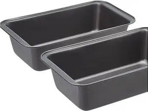 Rectangular Baking Bread Loaf Pan, 9.5 x 5 Inch, Set of 2, Gray