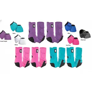 Classic Equine Trail Bundle - Legacy2 Sport Boots 4-Pack & Bell Boots 4-Pack - 8-Piece Leg Protection Aqua / Large