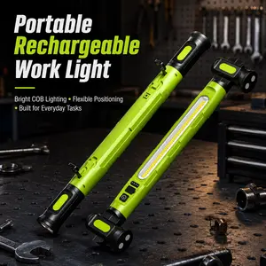 Magnetic Stand Base Rechargeable LED Work Light, Portable Handheld Waterproof Flashlight, 170° Rotatable Dimmable LED Light for Mechanics, Auto Repair, Garage & Outdoor Camping