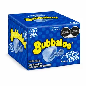 Bubbaloo Adams- goma de mascar 47 pz- sabores varios (Mora Azul, 47pz)