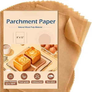 Unbleached Parchment Paper Baking Sheets, 9x13IN Precut Non-Stick Parchment Paper for Baking, Grilling, Air Fryer, Steaming-70 Sheets Unbleached Parchment Sheets for Bread Cup Cake Cookie And More
