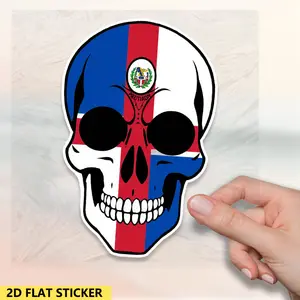 1PC Daily Rebellious & Patriotic Decor Sticker (for car interior/patriotic-style water bottle/subculture stationery) Dominican Flag Skull logo elements, add uninhibited & eye-catching yet patriotic subculture daily texture Decor sticker