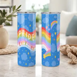 Rainbow Pride Is Everyday Straight Tumbler 20oz Colorful LGBT Aesthetic Pattern Stainless Steel Double Wall Vacuum Insulated Perfect for Office Desk Outdoor Picnic Pride Parade Celebration Daily Coffee Hydration.