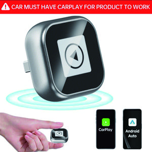 Wireless CarPlay Adapter Instant Auto Connect Zero Lag Plug & Play for iPhone & Android Auto Compatible with Toyota Honda Ford Chevrolet Jeep RAM Nissan Kia Hyundai Mazda BMW Mercedes Audi VW