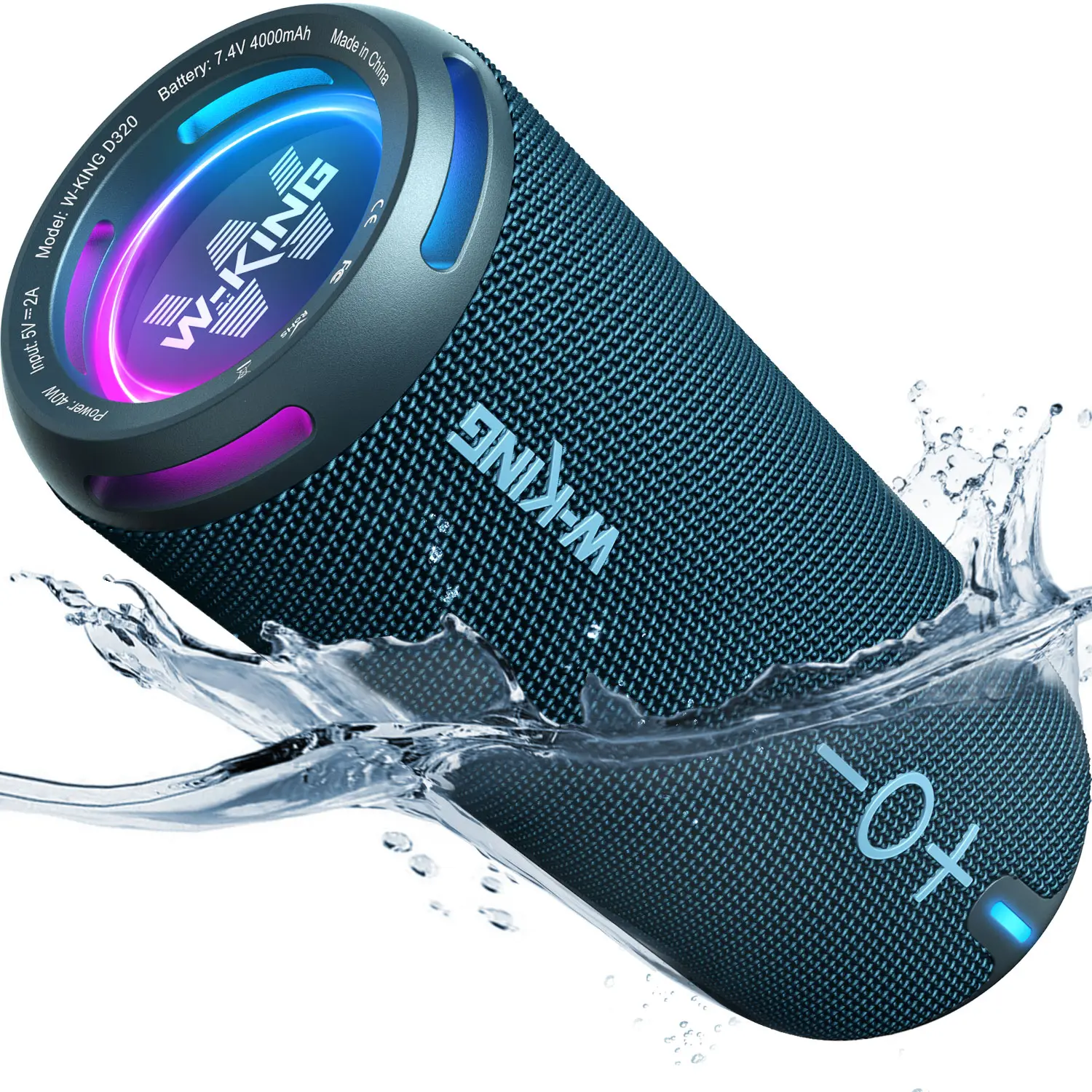 W-KING 40W Portable Bluetooth 5.3 Speaker - IPX7 Water Resistant, 360° Surround Sound, LED Party Lights, Ideal for Camping, Bluetooth Speaker, Speaker Bluetooth