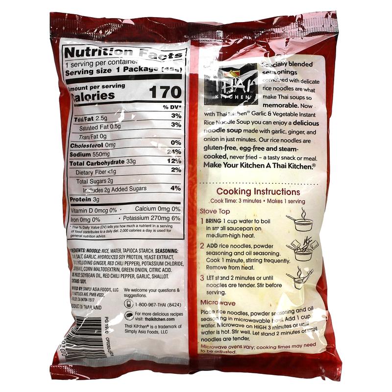 Thai Kitchen Instant Rice Noodle Soup, Garlic & Vegetable, 1.6 oz (45 g)