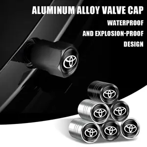 4Pcs Car Aluminum Metal Logo Decorate Wheel Stem Air Valve Caps Tire Dust Cover Waterproof splash-proof For Toyota Corolla C-hr Rav4 86 Avensis T25 Auris Land Cruiser Yaris Hilux Prius Camry