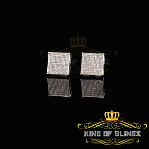 King Of Bling's Aretes Para Hombre 925 White Silver 0.25ct Diamond Stud Men's/ Women's Earrings