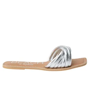 BEACH by Matisse Womens Gale Slide Casual Sandals Casual Low Heel 1-2" - Silver