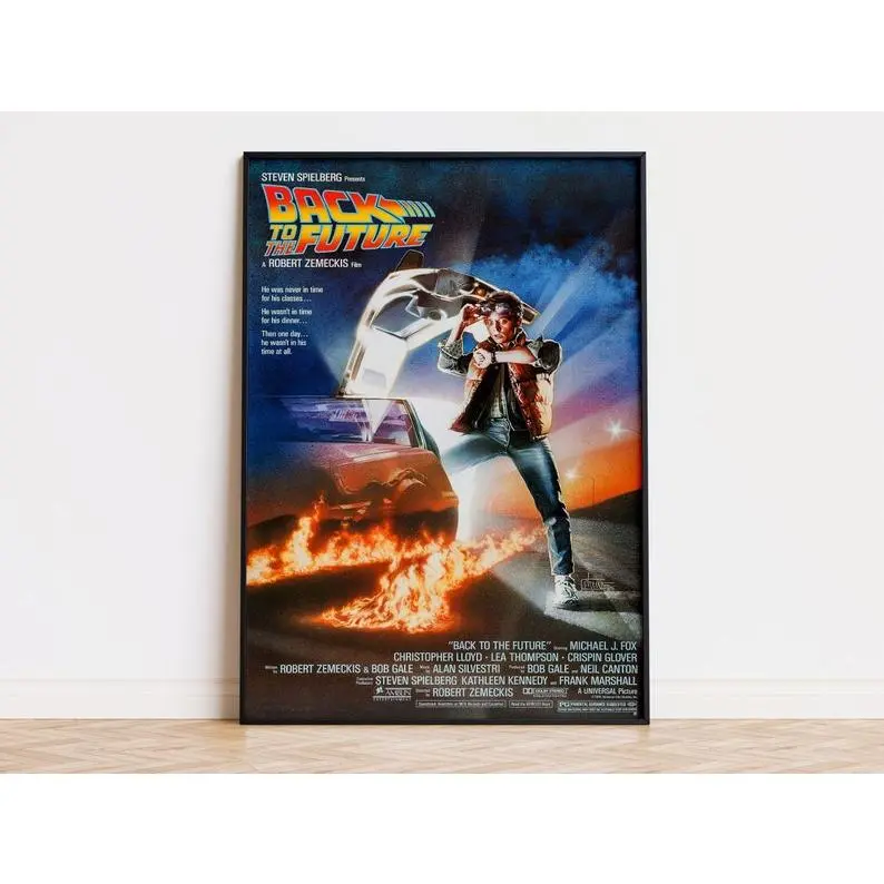 Back to the Future Movie Poster, Retro Film Wall Art, 1980s Sci-Fi Cinema Print, Cult Classic Movie Decor