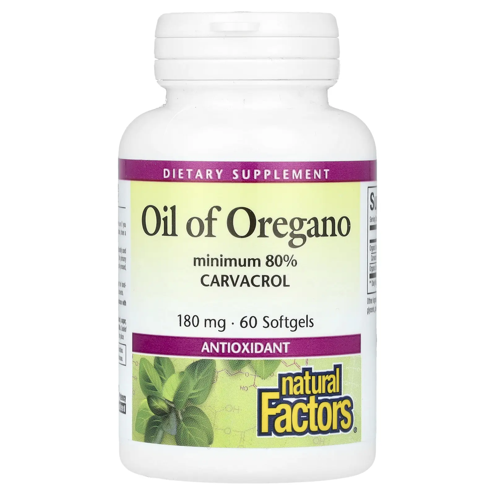 Natural Factors Oil Of Oregano, 180 mg, 60 Softgels