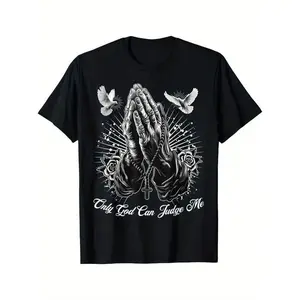 Ootd T Shirt Only God Can Judge Me Prayer Hands Chicano Tattoo Doves Short Sleeve Graphic T-shirt