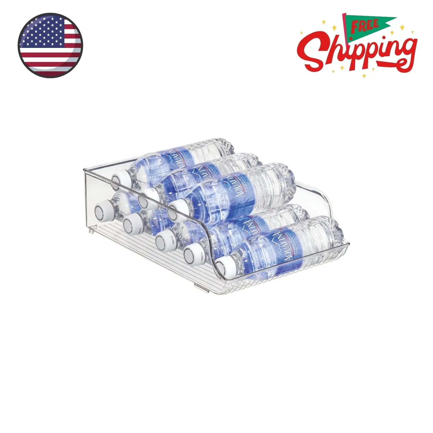 Water Bottle Organizer for Fridge or Pantry - Clear