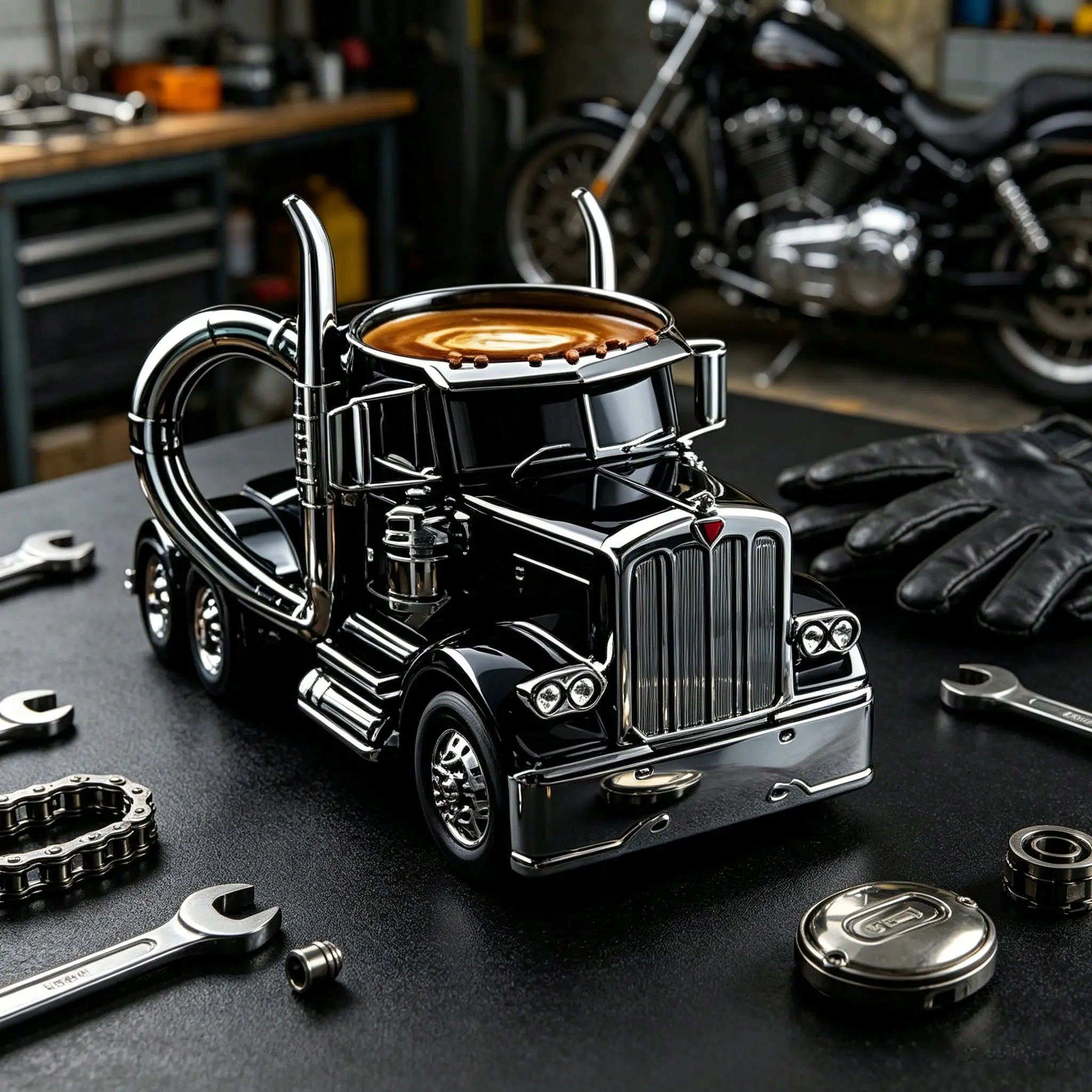Truck head coffee cup, creative large truck cab design coffee cup, realistic truck head, reusable novel drinking cup, large capacity cup, perfect gift for truck drivers, semi truck enthusiasts, truck husbands, and truck collectors,