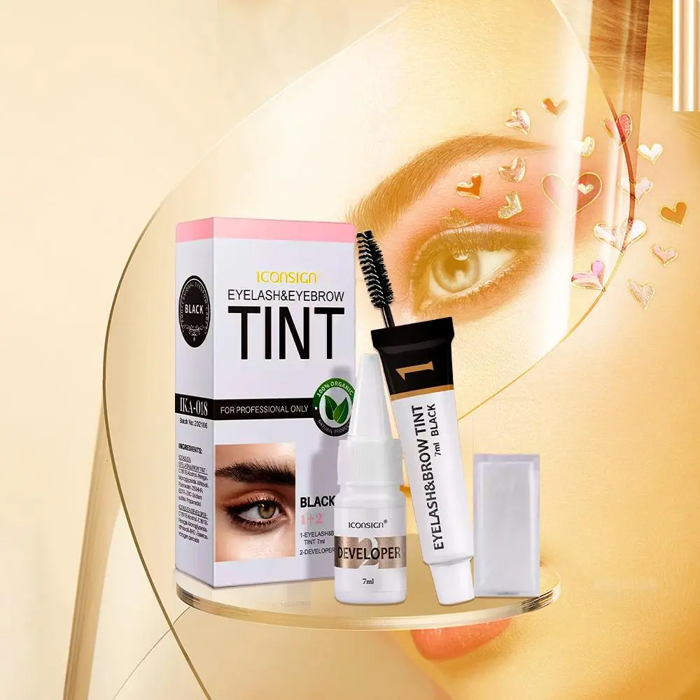 Professional Eyelash and Eyebrow Color Set, Long-lasting Natural Ingredients, Safe and Easy to Use, Paraben-Free Balm, 0.2 Ounces, Eyebrow Makeup Products, Eyebrow Tint, Eyebrow Dye