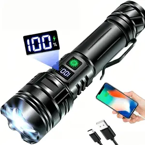 New Rechargeable Ultra Bright White Laser Flashlight, High Power Long Distance Zoom Torch, IPX6 Waterproof Super Bright Handheld Flashlight for Outdoor Camping Fishing Hiking Emergency Household Use