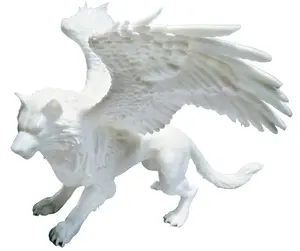 Winged Wolf Figurine Unpainted White Mythical Sculpture Exquisite Detail Fantasy Art Collectible Display Piece for Mythological Art Collectors
