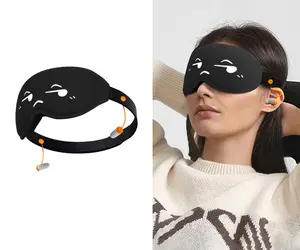 SeSe Code 3D Sleep Eye Mask with Built-in Earplugs, Light Blocking & Noise Reduction, Adjustable Soft Eye Cover for Travel Flight Nap Shift Work Camping