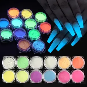 12 Colors Glow in The Dark Powder, Luminous Pigment Powder Fluorescent Neon Phosphor Glitter Dust for Gel Polish Nail Art Decoration, Resin Craft