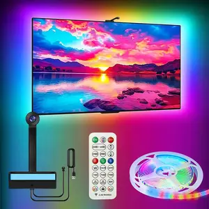 Rgbic Smart TV Backlight with Camera, Fits 40-85 Inch Tvs, USB Powered LED Strip, Remote Control, Auto Color Detection, Full Screen Coverage