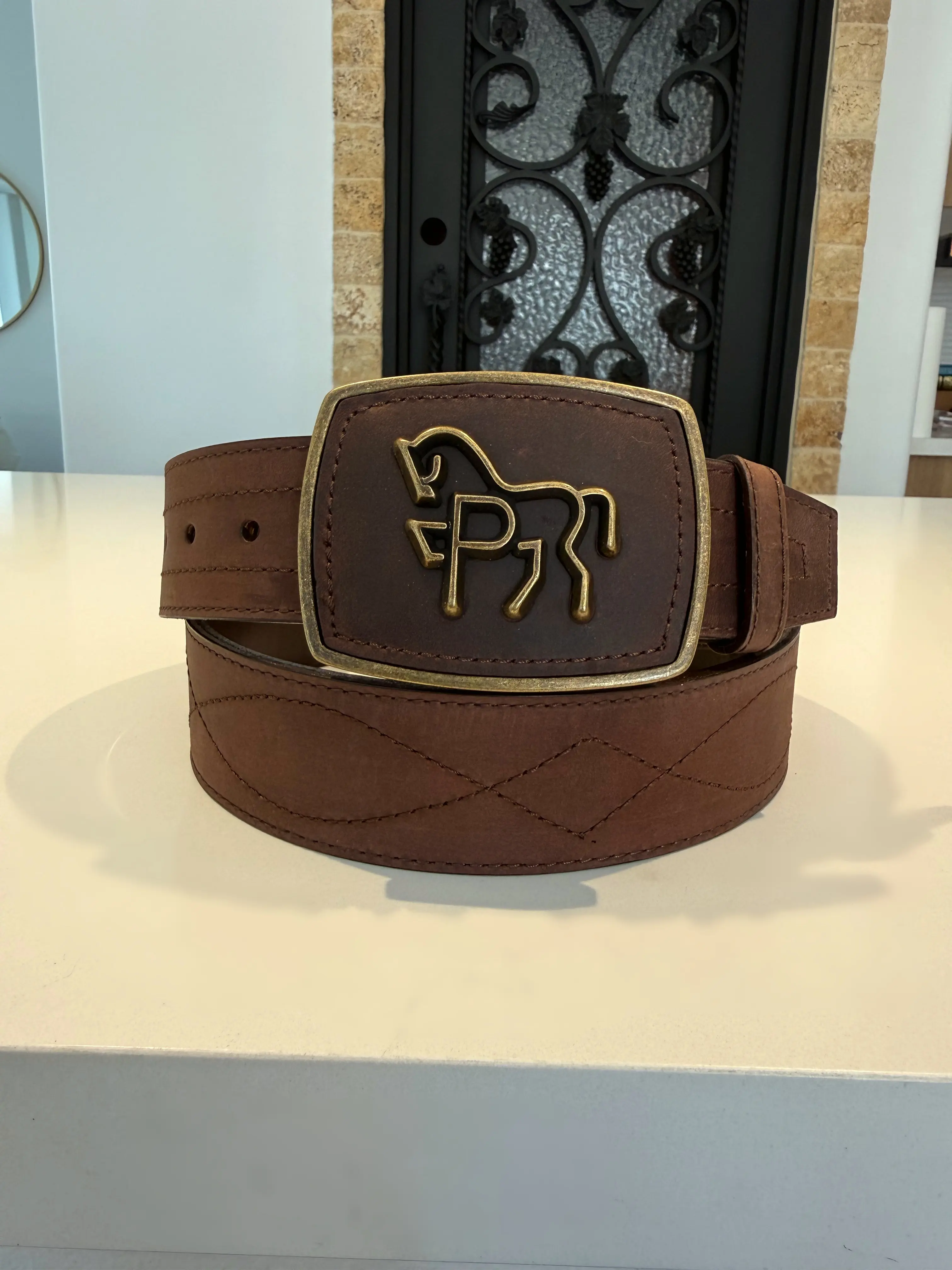 " POTRERITO " Men's Crazy Brown Leather Belt